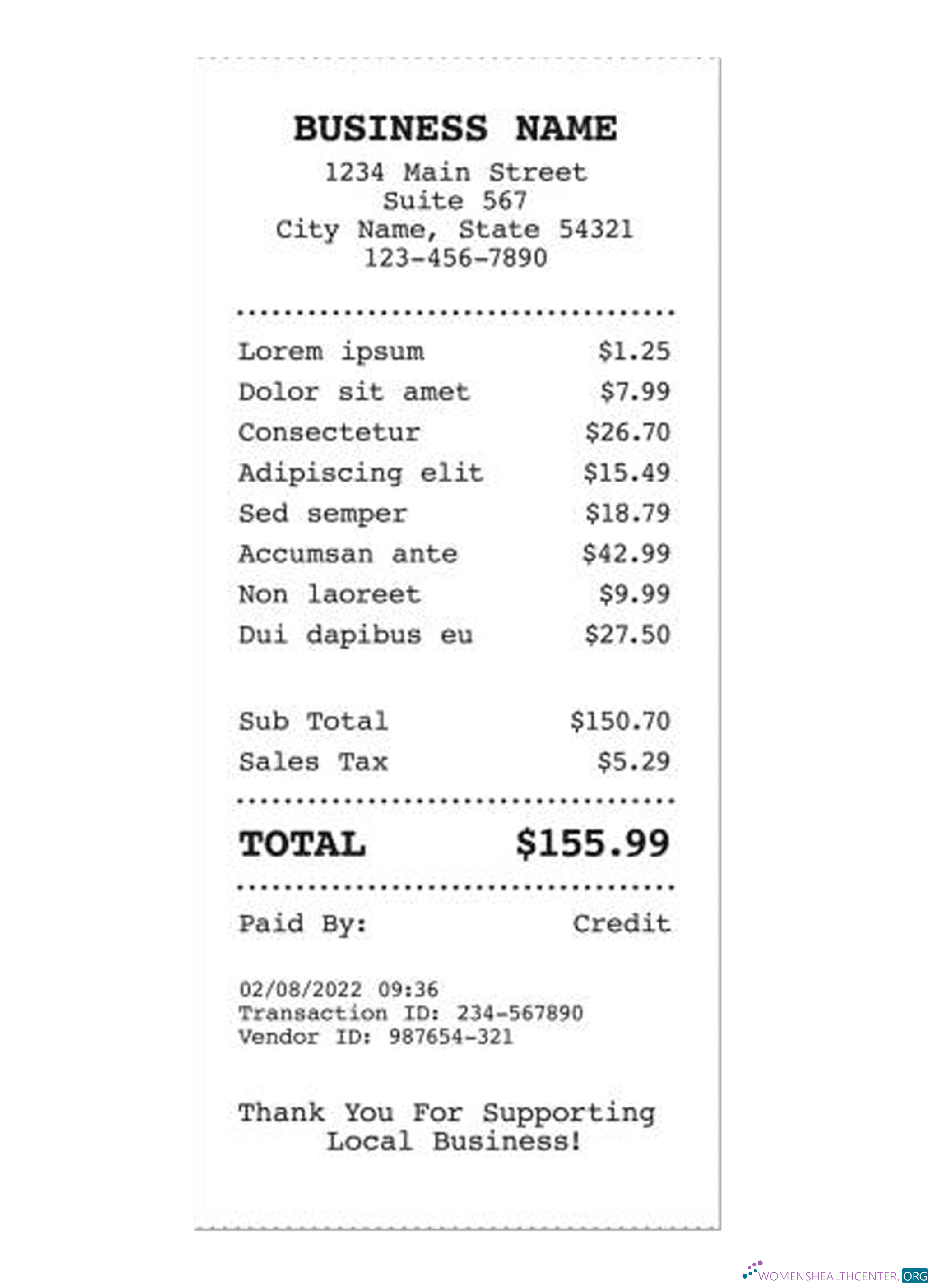 Download BUSINESS COMPANY receipt Photoshop template